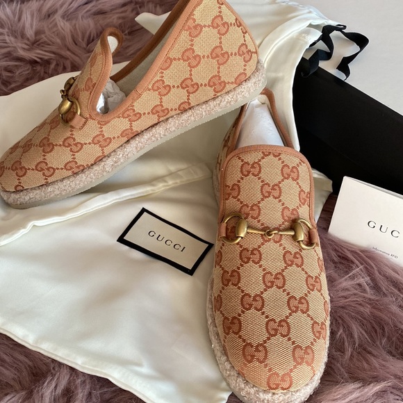 NWT GUCCI logo espadrilles moccasins with horsebit buckle size 37 - Picture 10 of 12